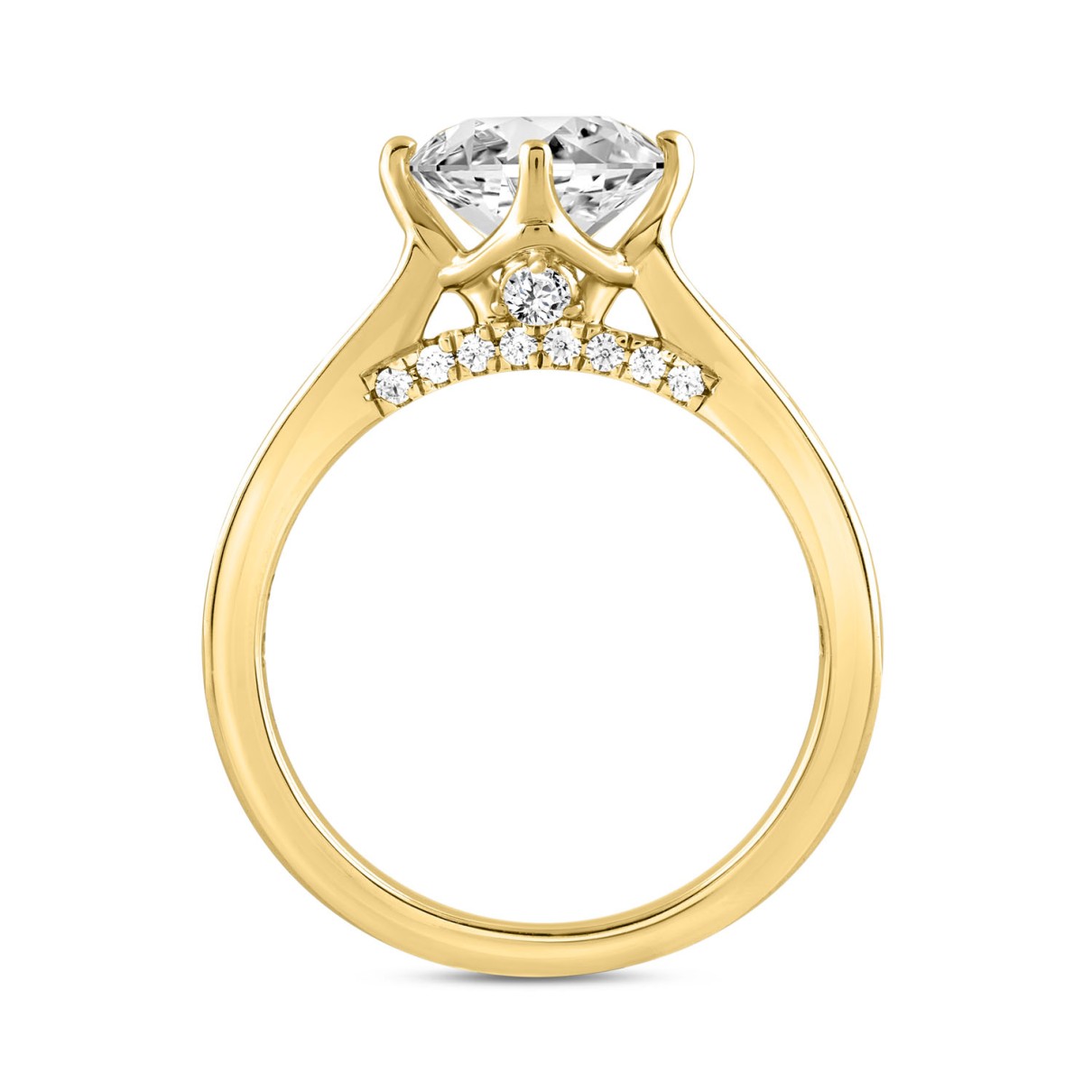 LADIES RING 2 1/2CT ROUND/BAGUETTE DIAMOND 14K YELLOW GOLD (CENTER STONE ROUND DIAMOND 2CT )