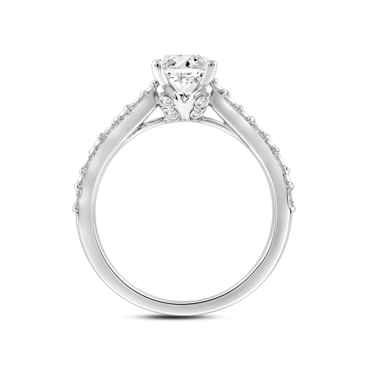 LADIES RING 2.50CT ROUND/BAGUETTE/OVAL DIAMOND 14K WHITE GOLD (CENTER STONE OVAL DIAMOND 2.00CT)