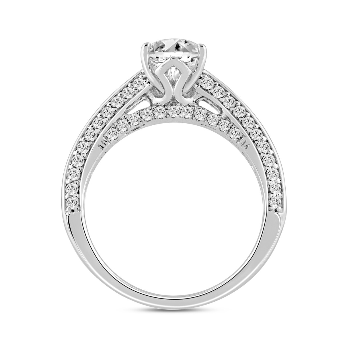 LADIES RING 2.45CT ROUND/BAGUETTE/OVAL DIAMOND 14K WHITE GOLD (CENTER STONE OVAL DIAMOND 2.00CT)