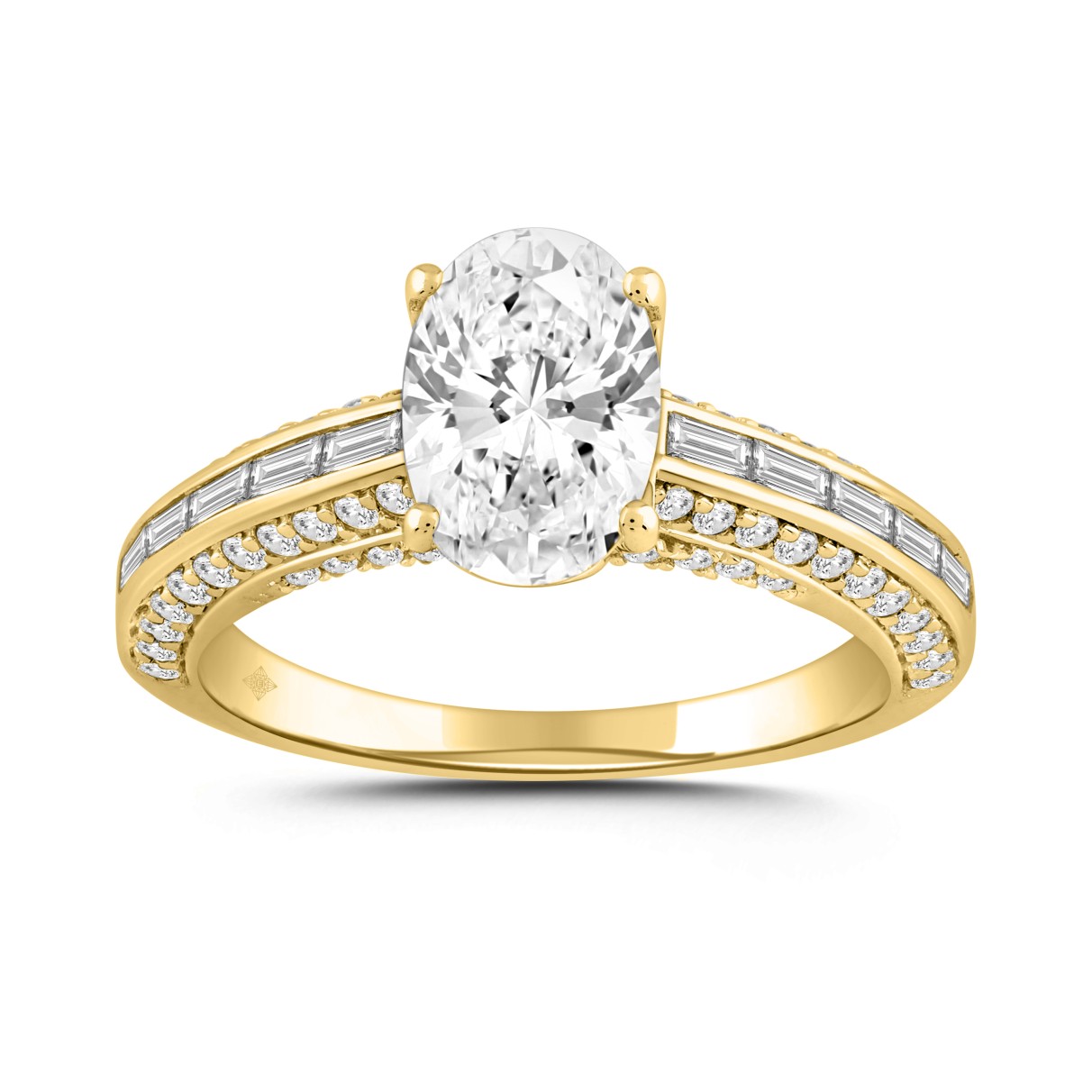 LADIES RING 2 1/2CT ROUND/BAGUETTE/OVAL DIAMOND 14...