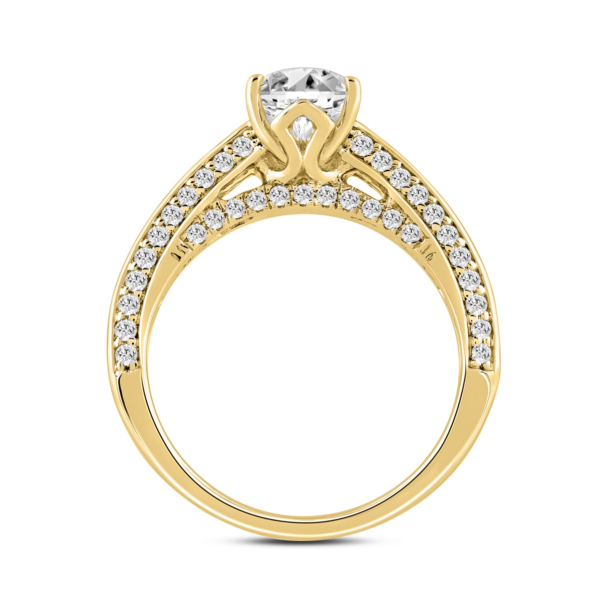 LADIES RING 2 1/2CT ROUND/BAGUETTE/OVAL DIAMOND 14K YELLOW GOLD (CENTER STONE OVAL DIAMOND 2CT)