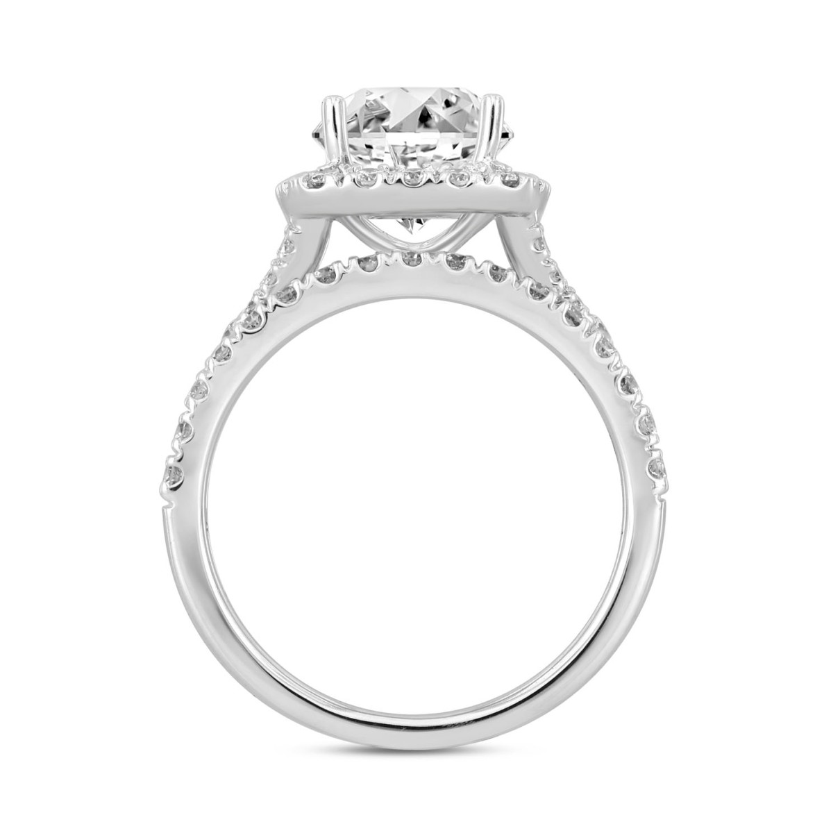 LADIES SEMI MOUNT BRIDAL SET 3CT ROUND DIAMOND 14K WHITE GOLD (CENTER STONE ROUND DIAMOND 2CT )