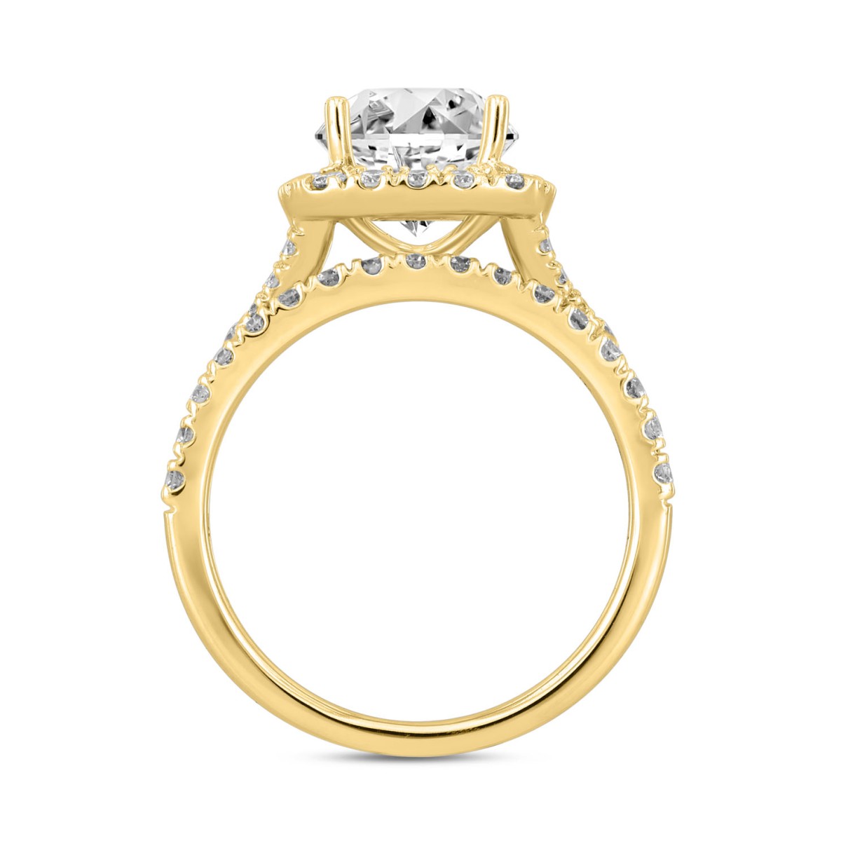 LADIES SEMI MOUNT BRIDAL SET 3CT ROUND DIAMOND 14K YELLOW GOLD (CENTER STONE ROUND DIAMOND 2CT )