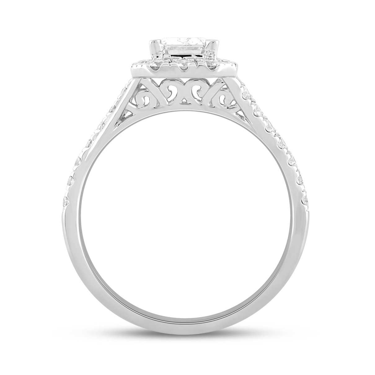 LADIES RING 1 1/2CT ROUND/RADIANT DIAMOND  WHITE PLATINUM (CENTER STONE RADIANT DIAMOND 1.00CT)