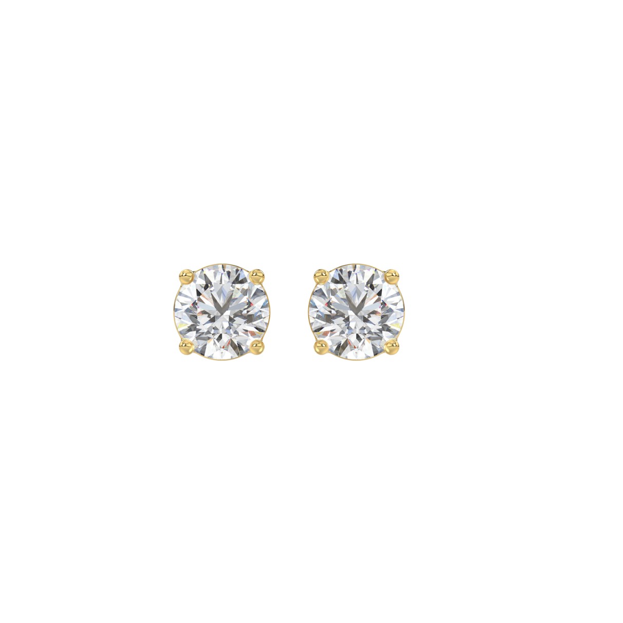 LADIES SOLITAIRE EARRINGS 1/2CT ROUND DIAMOND 18K YELLOW GOLD 