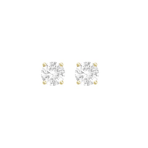 LADIES SOLITAIRE EARRINGS 1/2CT ROUND DIAMOND 18K YELLOW GOLD 