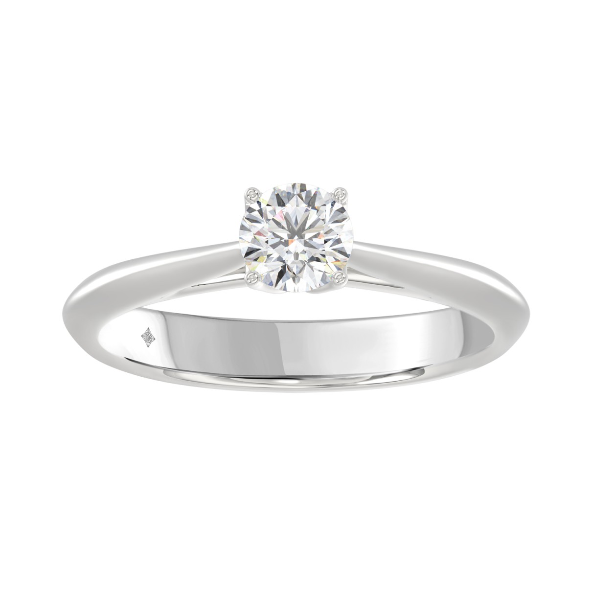 LADIES SOLITAIRE RING 1/2CT ROUND DIAMOND 18K WHIT...