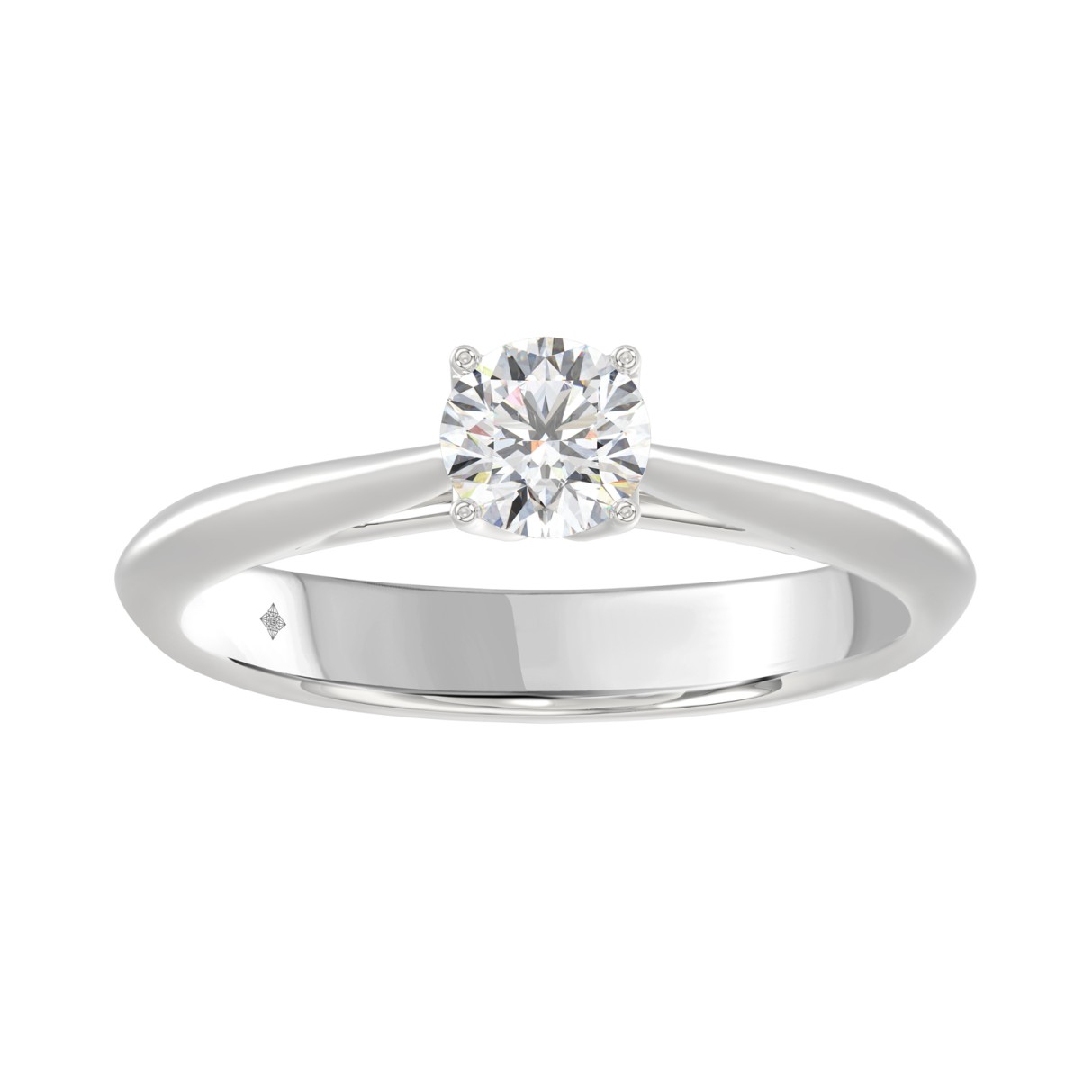 LADIES SOLITAIRE RING 1/2CT ROUND DIAMOND 18K WHITE GOLD 