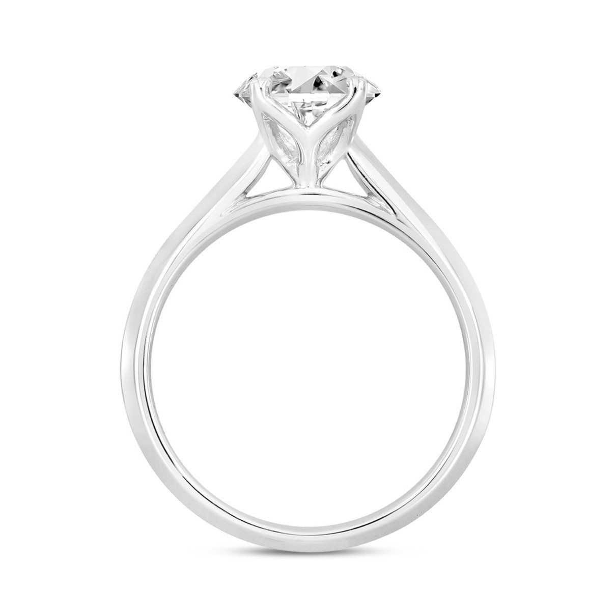 LADIES SOLITAIRE RING 1/2CT ROUND DIAMOND 18K WHITE GOLD 