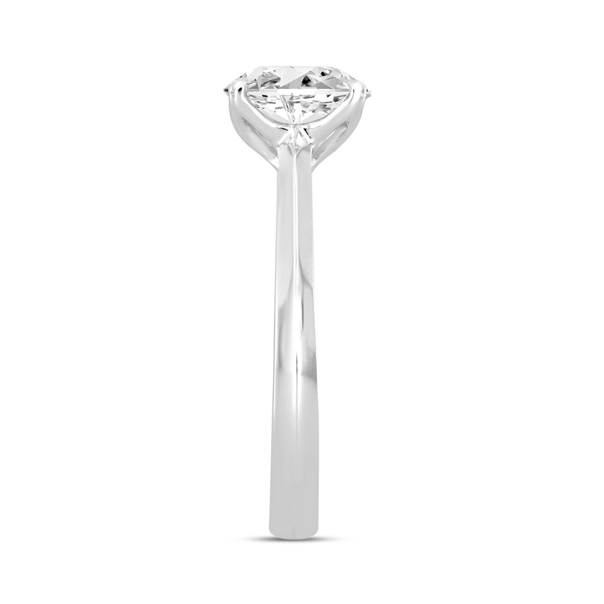 LADIES SOLITAIRE RING 1/2CT ROUND DIAMOND 18K WHITE GOLD 