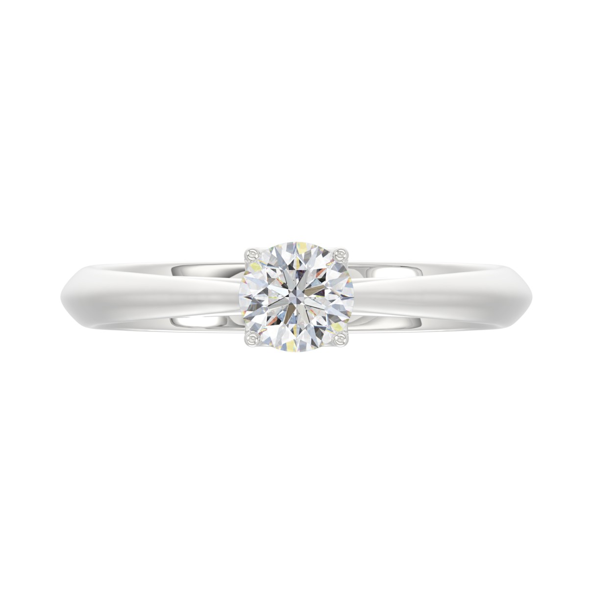 LADIES SOLITAIRE RING 1/2CT ROUND DIAMOND 18K WHITE GOLD 