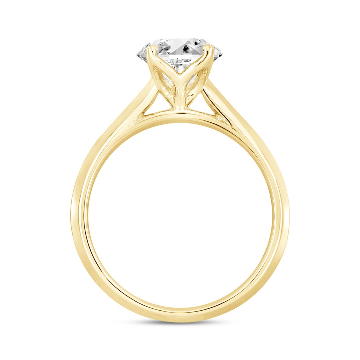 LADIES SOLITAIRE RING 1/2CT ROUND DIAMOND 18K YELLOW GOLD 