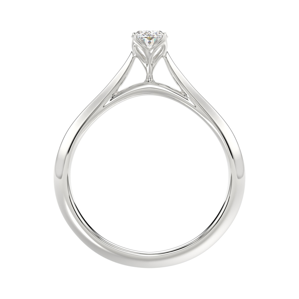 LADIES SOLITAIRE RING 1/2CT OVAL DIAMOND 18K WHITE GOLD 