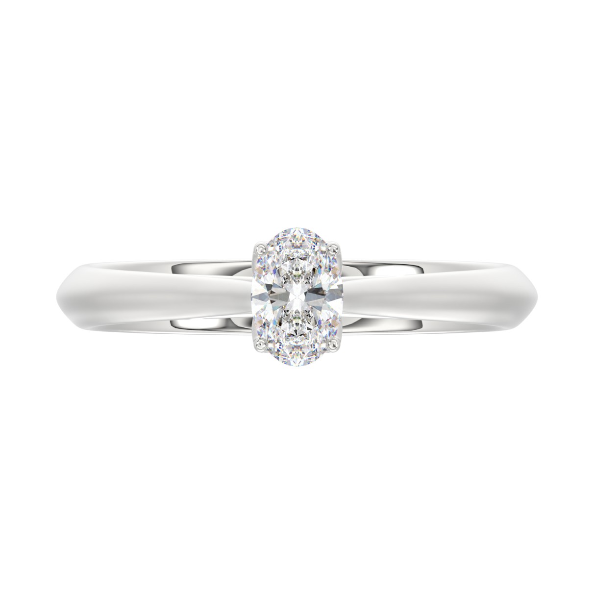 LADIES SOLITAIRE RING 1/2CT OVAL DIAMOND 18K WHITE GOLD 