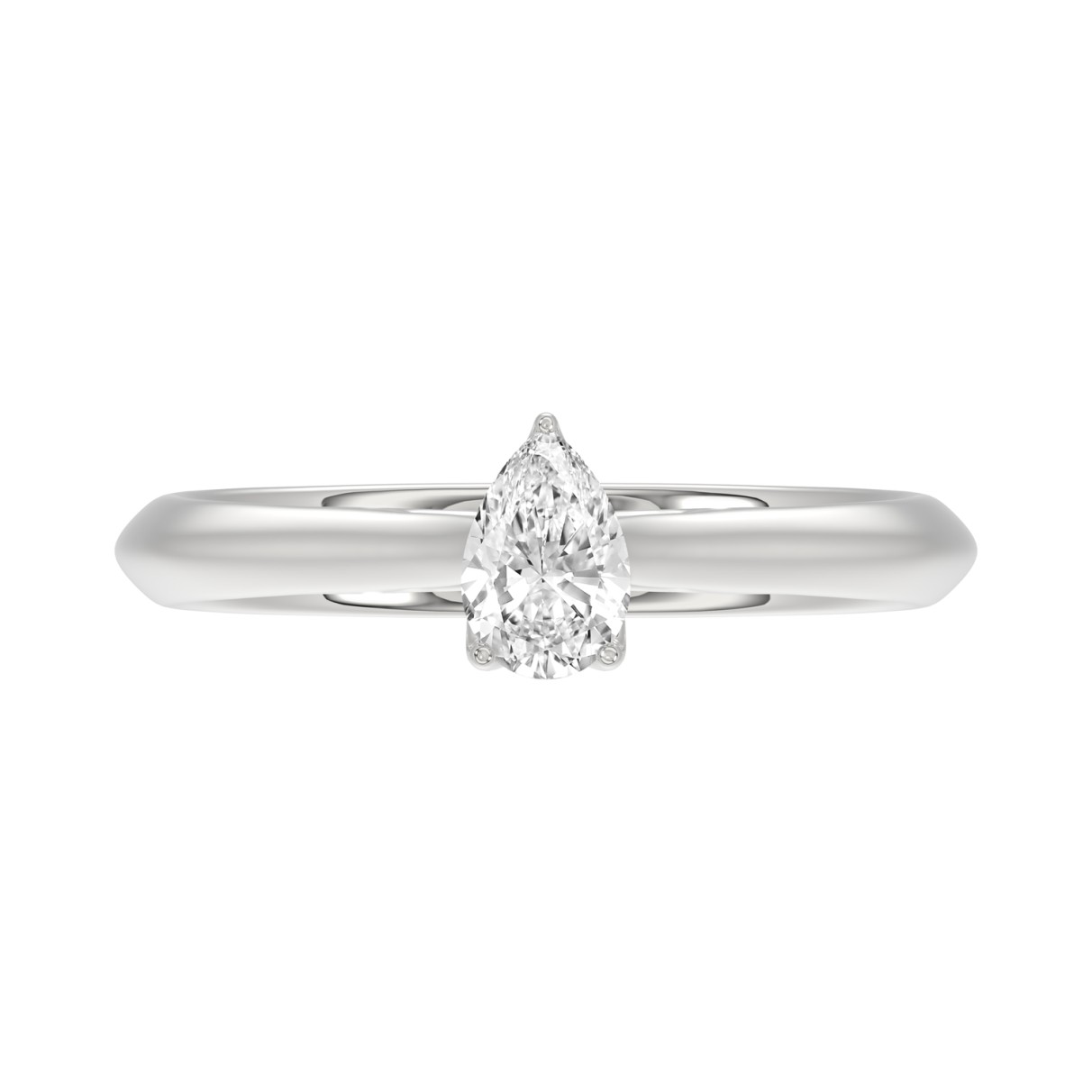 LADIES SOLITAIRE RING 1/2CT PEAR DIAMOND 18K WHITE GOLD 