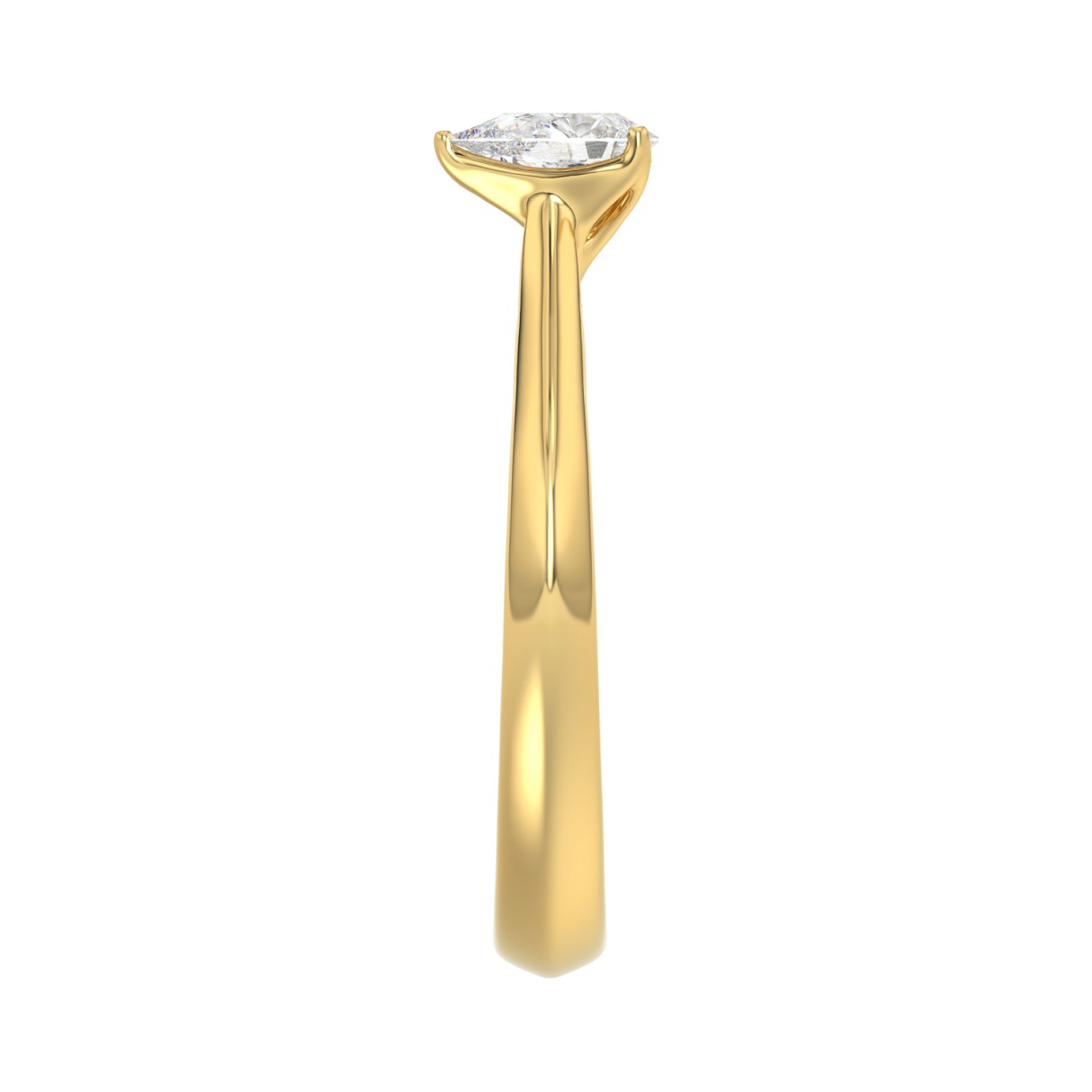 LADIES SOLITAIRE RING 1/2CT PEAR DIAMOND 18K YELLOW GOLD 