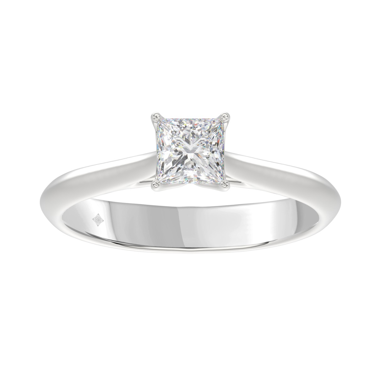 LADIES SOLITAIRE RING 1/2CT PRINCESS DIAMOND 18K WHITE GOLD 