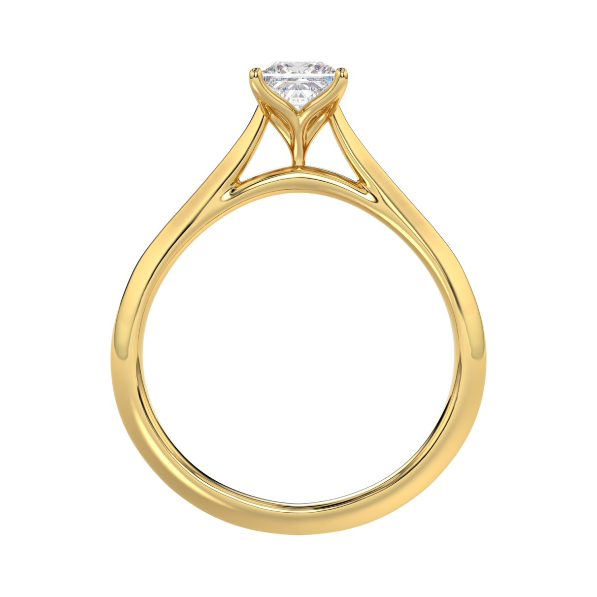 LADIES SOLITAIRE RING 1/2CT PRINCESS DIAMOND 18K YELLOW GOLD 