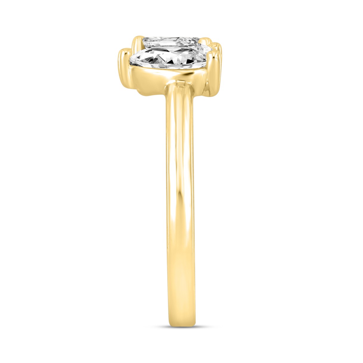 LADIES RING 1.00CT EMERALD/PEAR DIAMOND 18K YELLOW GOLD 
