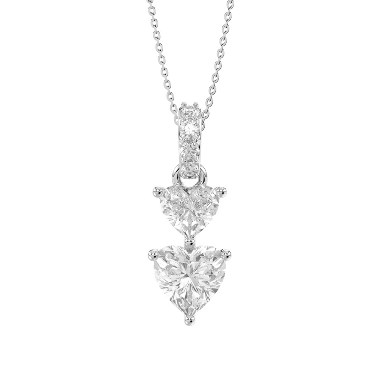 LADIES PENDANT WITH CHAIN 7/8CT ROUND/HEART DIAMOND 18K WHITE GOLD 