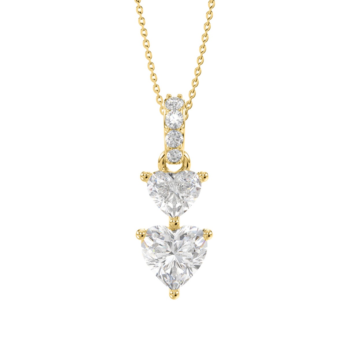 LADIES PENDANT WITH CHAIN 7/8CT ROUND/HEART DIAMOND 18K YELLOW GOLD 