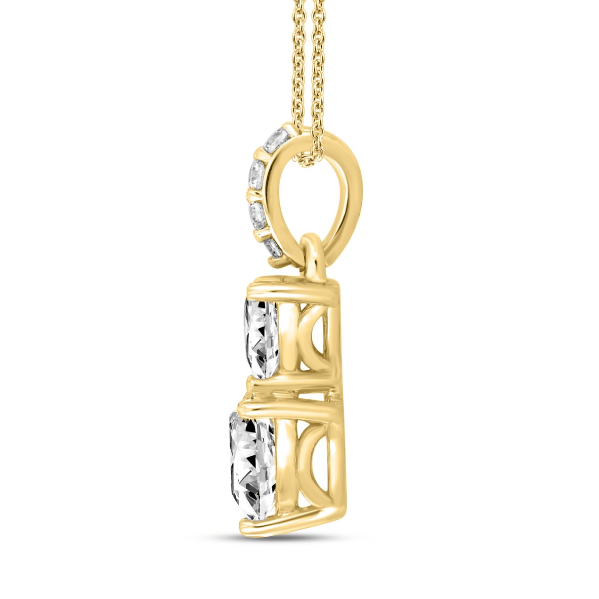 LADIES PENDANT WITH CHAIN 7/8CT ROUND/HEART DIAMOND 18K YELLOW GOLD 