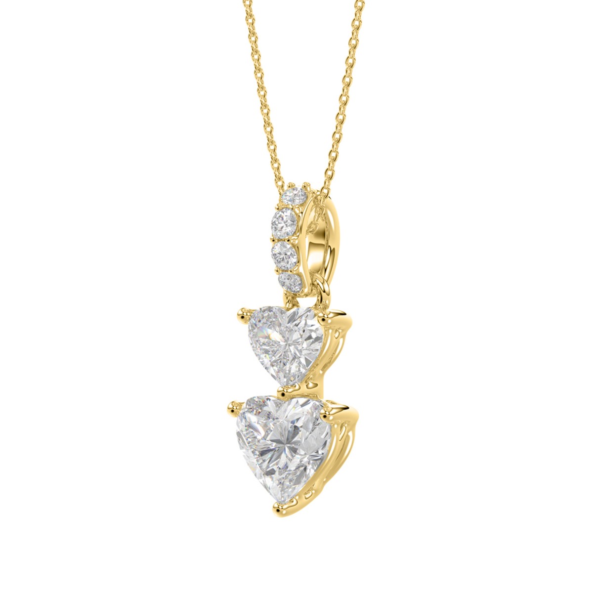 LADIES PENDANT WITH CHAIN 7/8CT ROUND/HEART DIAMOND 18K YELLOW GOLD 