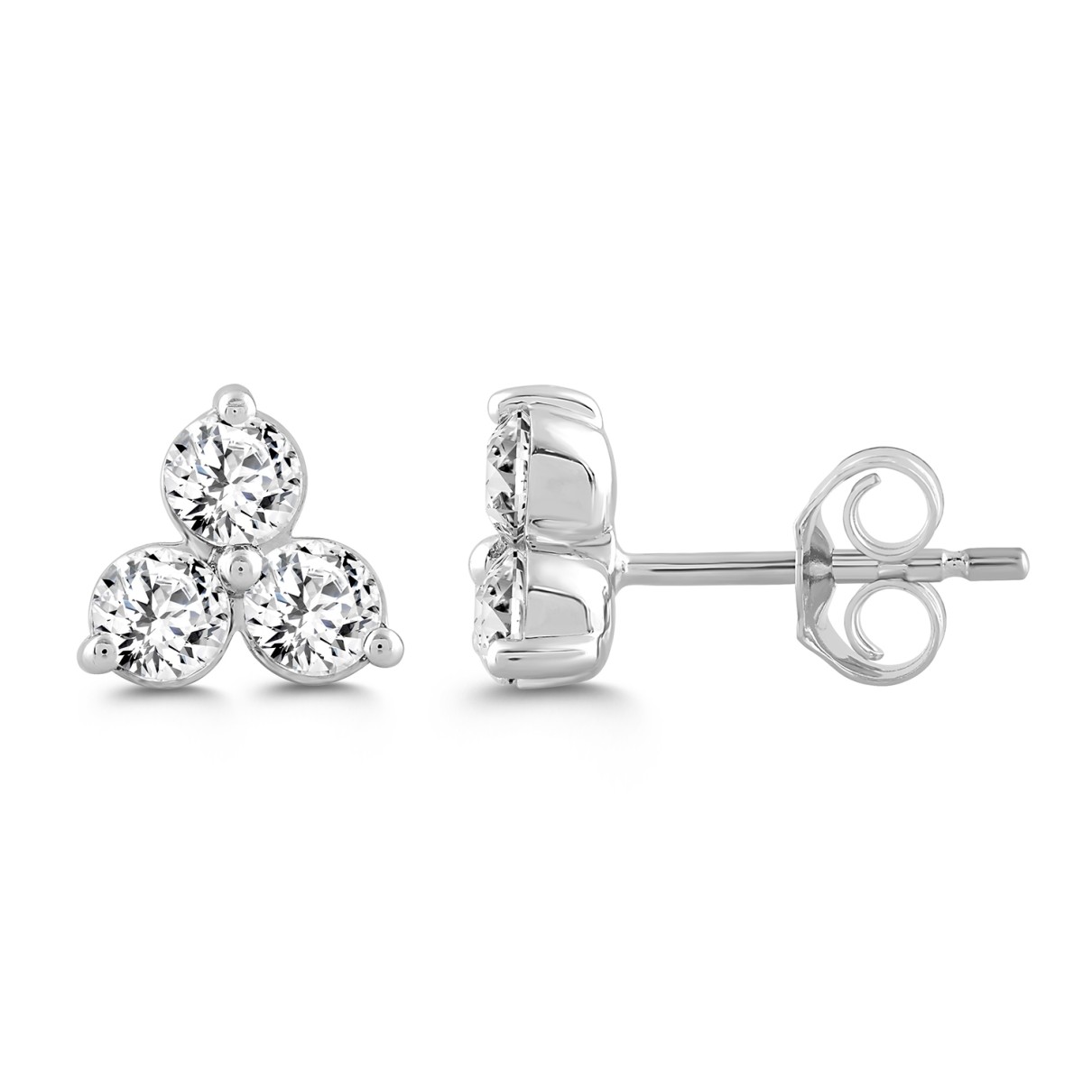 LADIES EARRINGS 1.00CT ROUND DIAMOND 18K WHITE GOLD 