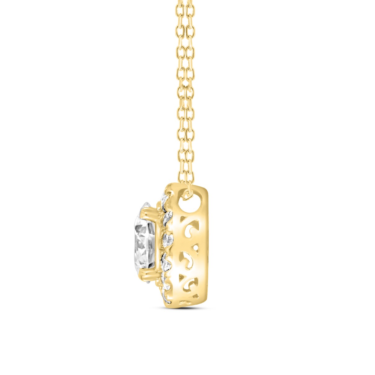 LADIES PENDANT WITH CHAIN 1 1/4CT ROUND DIAMOND 18K YELLOW GOLD (CENTER STONE ROUND DIAMOND 1.00CT)