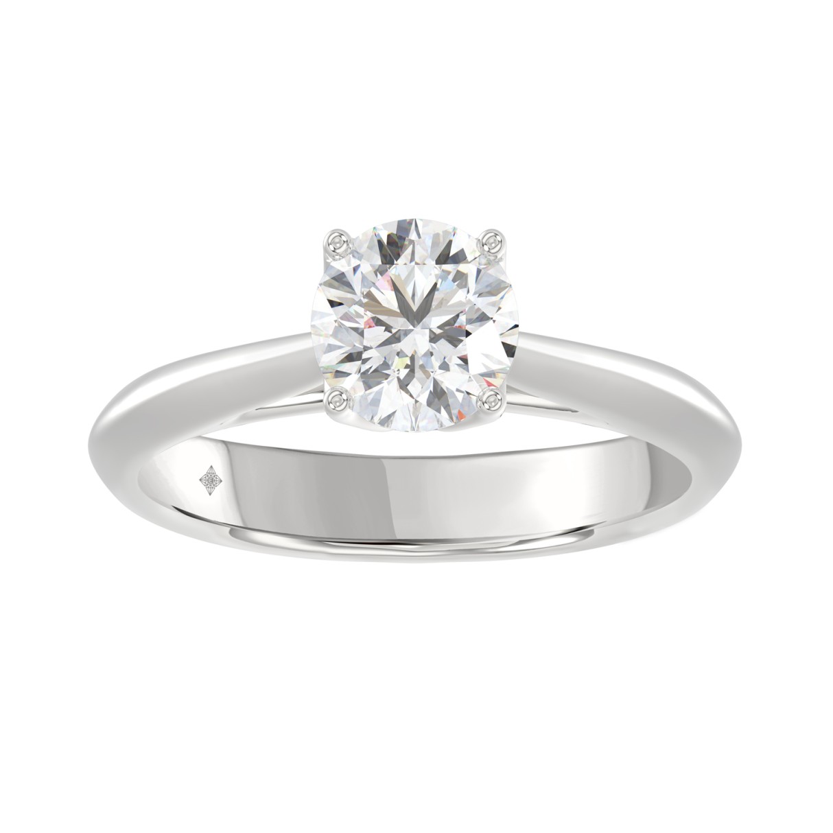 LADIES SOLITAIRE RING 1.00CT ROUND DIAMOND 18K WHITE GOLD 