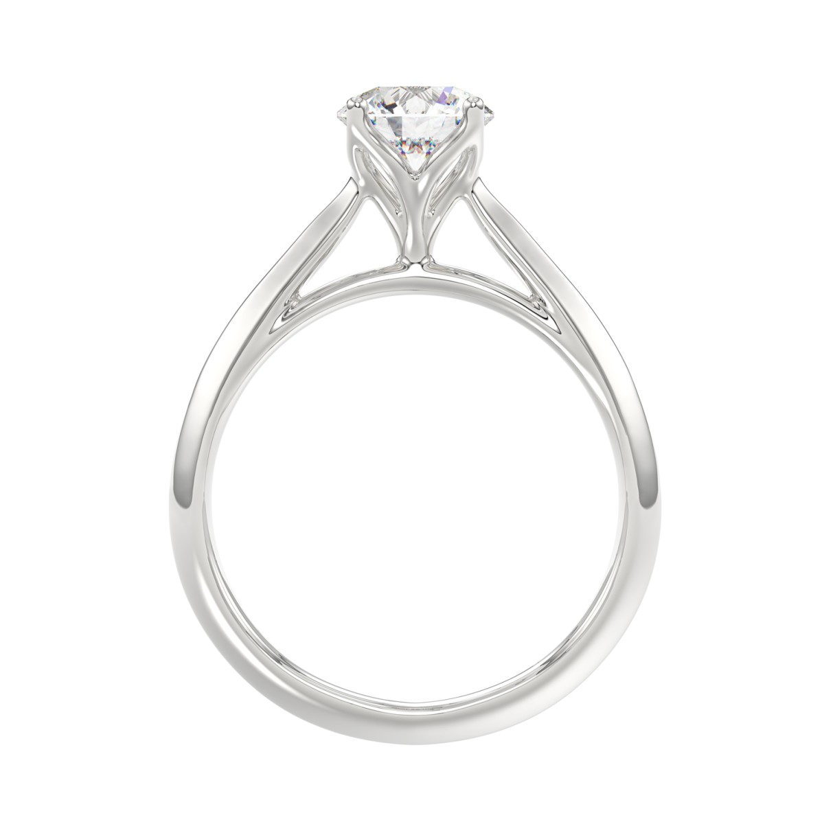 LADIES SOLITAIRE RING 1.00CT ROUND DIAMOND 18K WHITE GOLD 