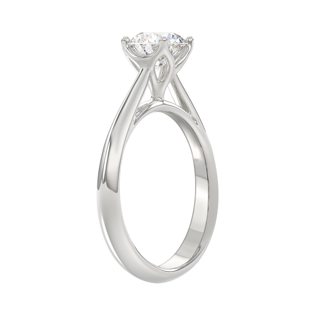 LADIES SOLITAIRE RING 1.00CT ROUND DIAMOND 18K WHITE GOLD 