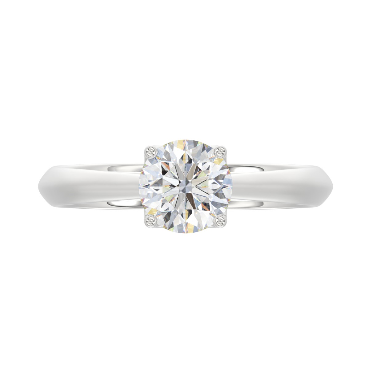 LADIES SOLITAIRE RING 1.00CT ROUND DIAMOND 18K WHITE GOLD 