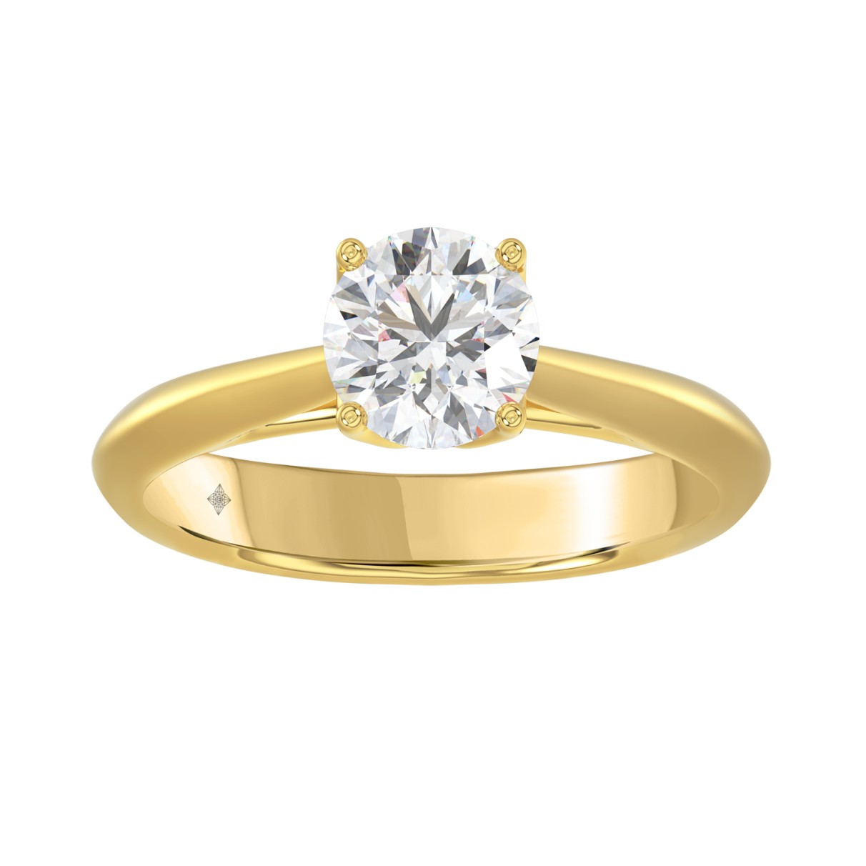 LADIES SOLITAIRE RING 1.00CT ROUND DIAMOND 18K YEL...