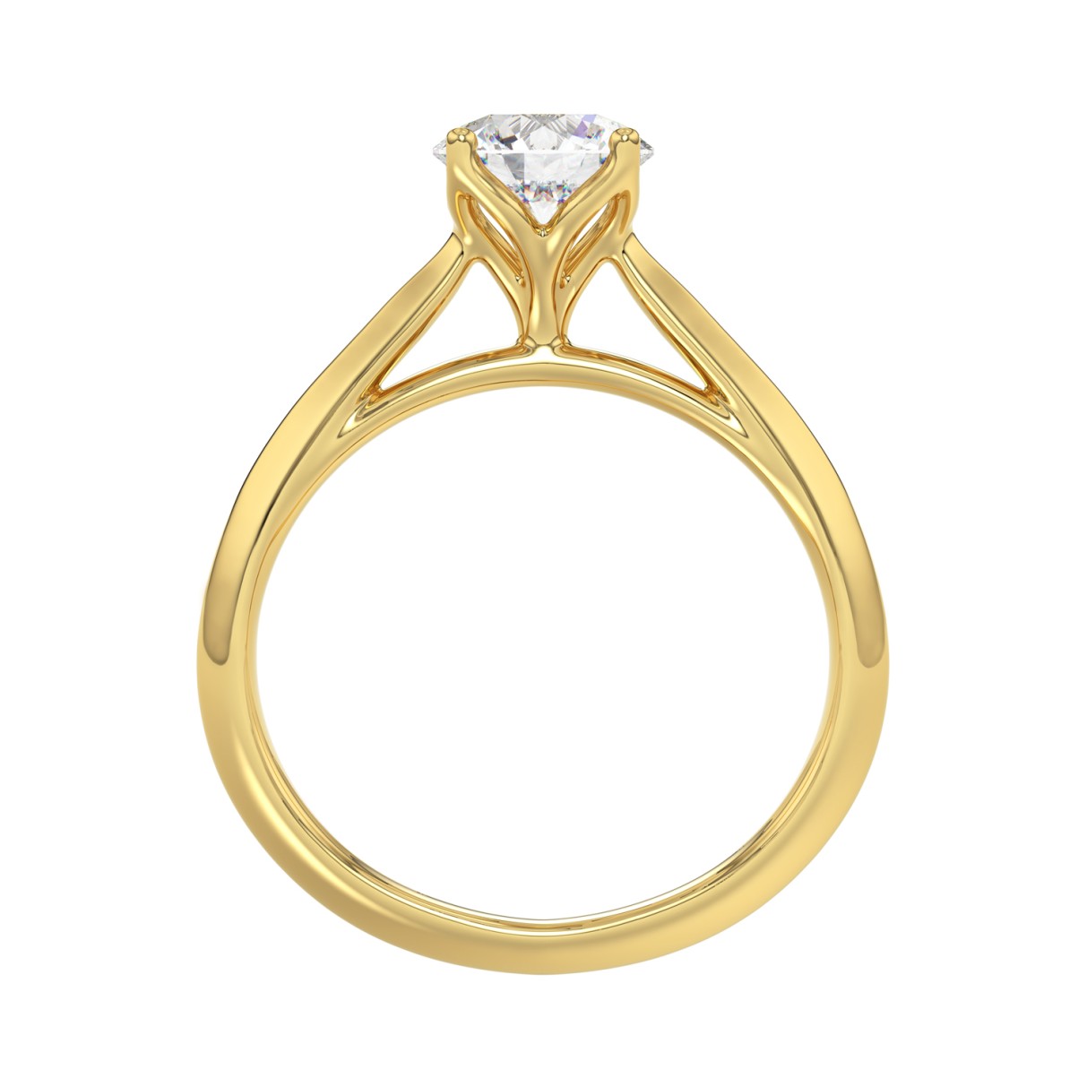 LADIES SOLITAIRE RING 1.00CT ROUND DIAMOND 18K YELLOW GOLD 