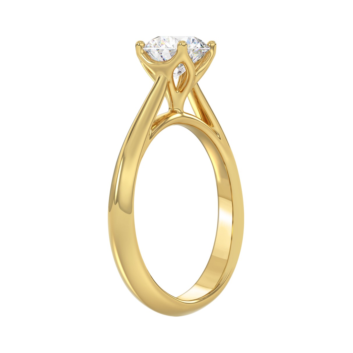 LADIES SOLITAIRE RING 1.00CT ROUND DIAMOND 18K YELLOW GOLD 