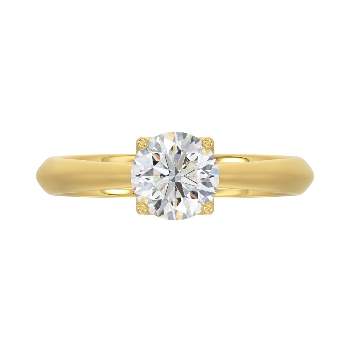 LADIES SOLITAIRE RING 1.00CT ROUND DIAMOND 18K YELLOW GOLD 