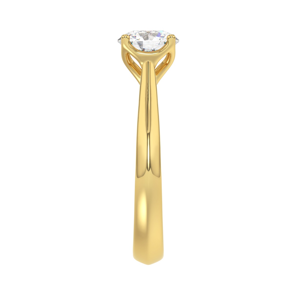 LADIES SOLITAIRE RING 1.00CT ROUND DIAMOND 18K YELLOW GOLD 