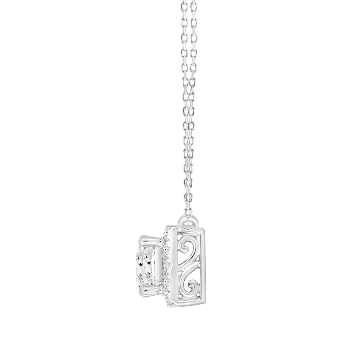 LADIES NECKLACE 1/2CT ROUND/PRINCESS DIAMOND 18K WHITE GOLD (CENTER STONE PRINCESS DIAMOND 1/3CT)