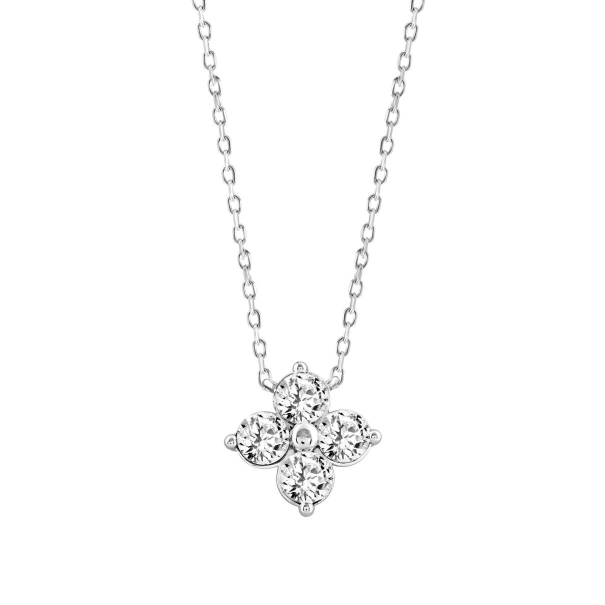 LADIES NECKLACE 1/2CT ROUND DIAMOND 18K WHITE GOLD 