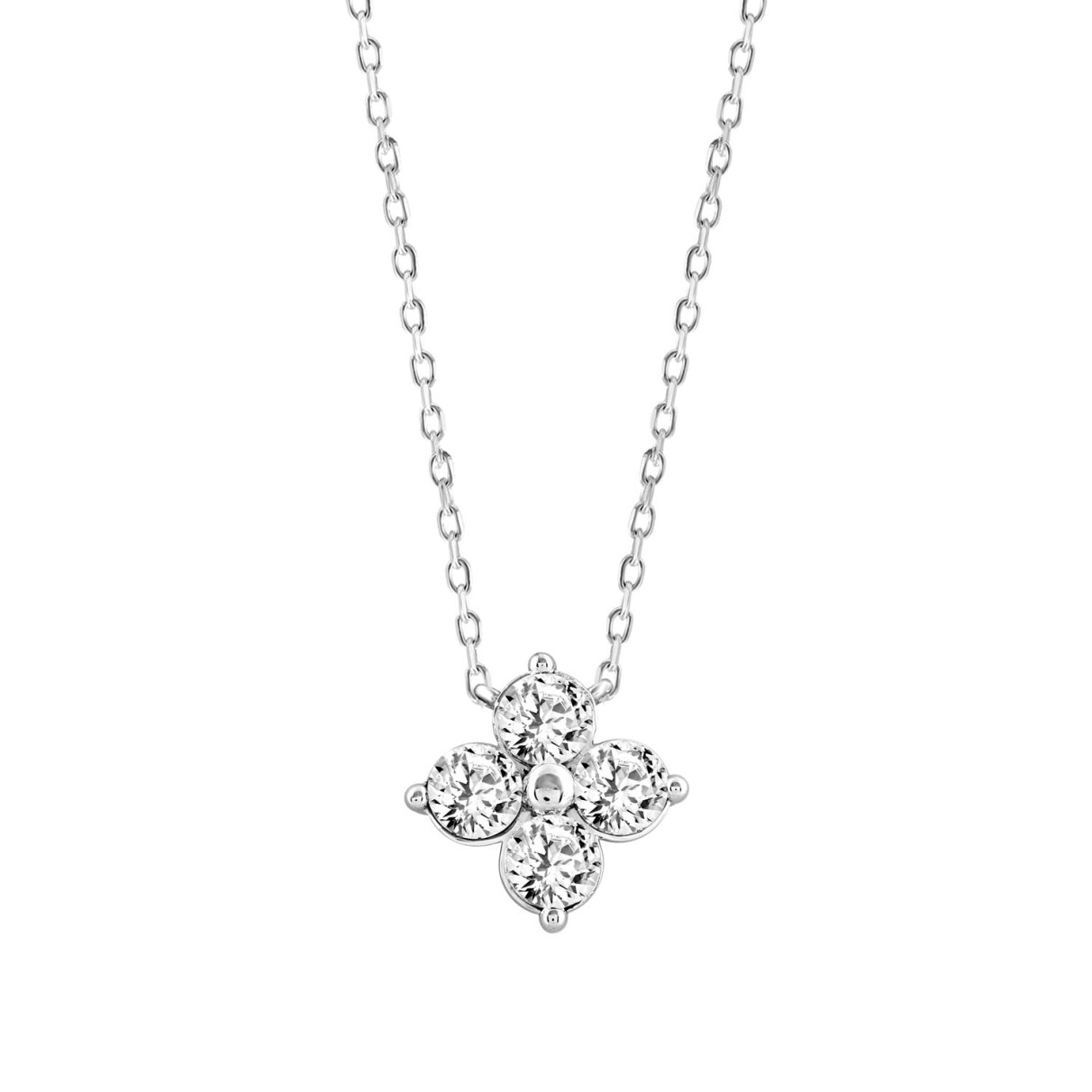 LADIES NECKLACE 1/2CT ROUND DIAMOND 18K WHITE GOLD 