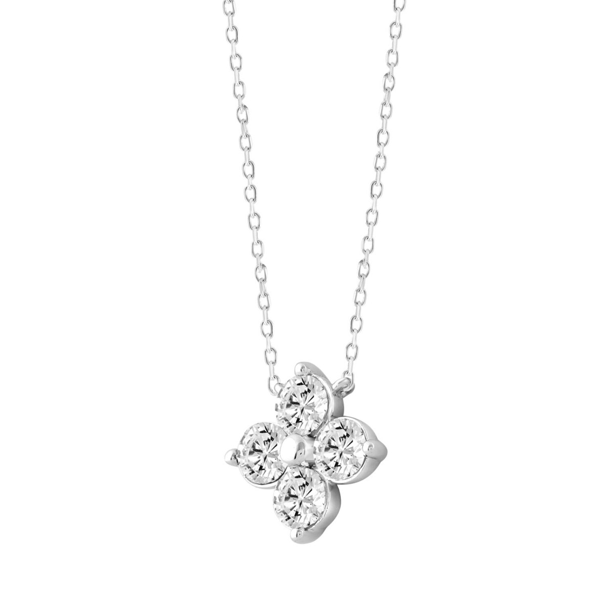 LADIES NECKLACE 1/2CT ROUND DIAMOND 18K WHITE GOLD 