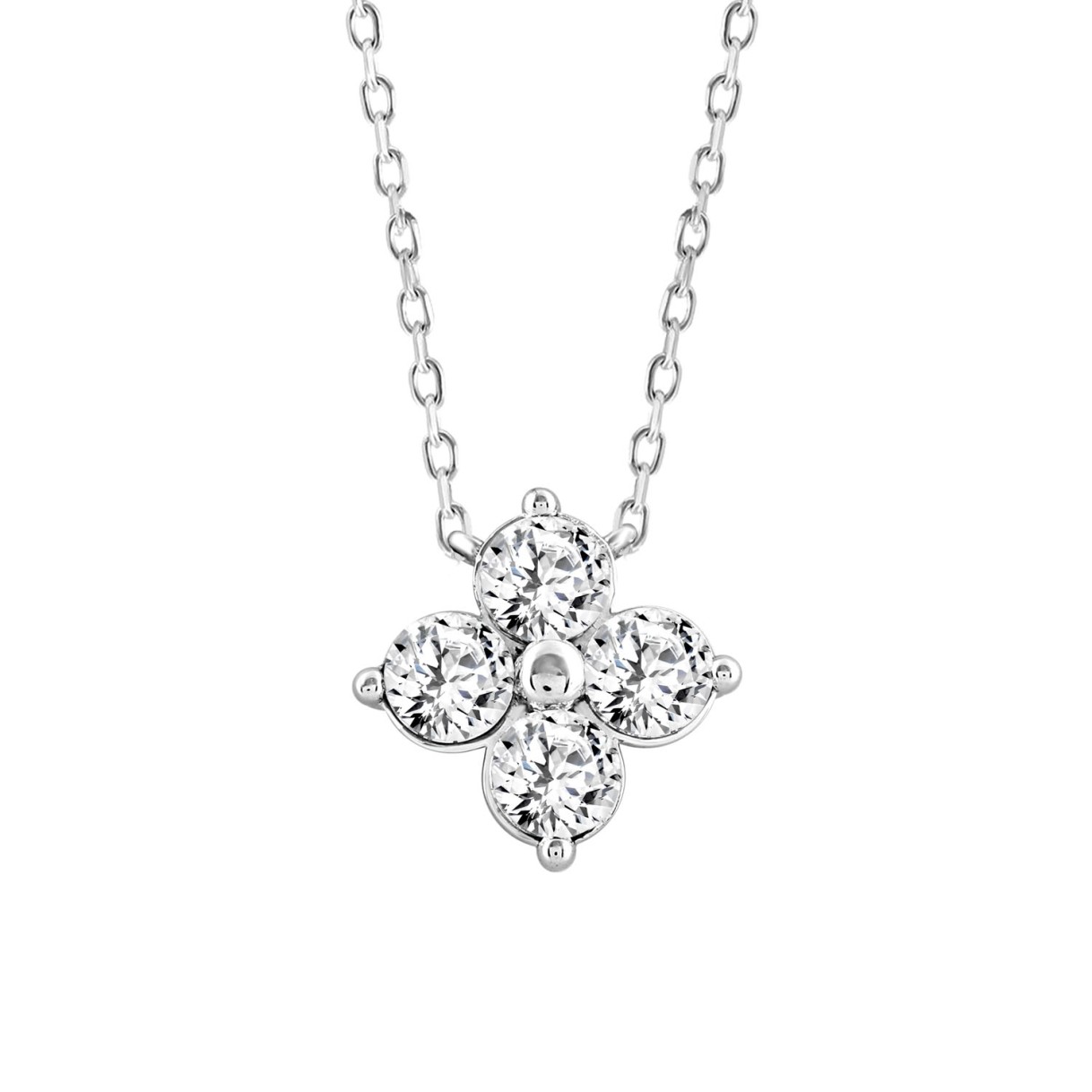 LADIES NECKLACE 1/2CT ROUND DIAMOND 18K WHITE GOLD 