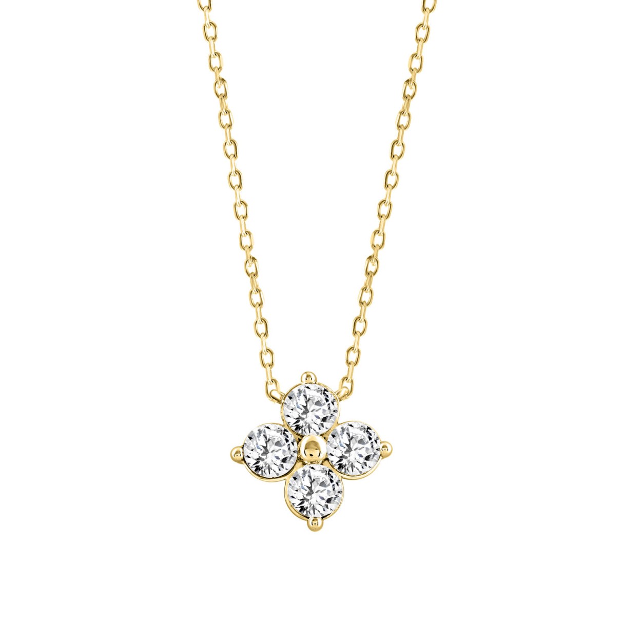 LADIES NECKLACE 1/2CT ROUND DIAMOND 18K YELLOW GOLD 