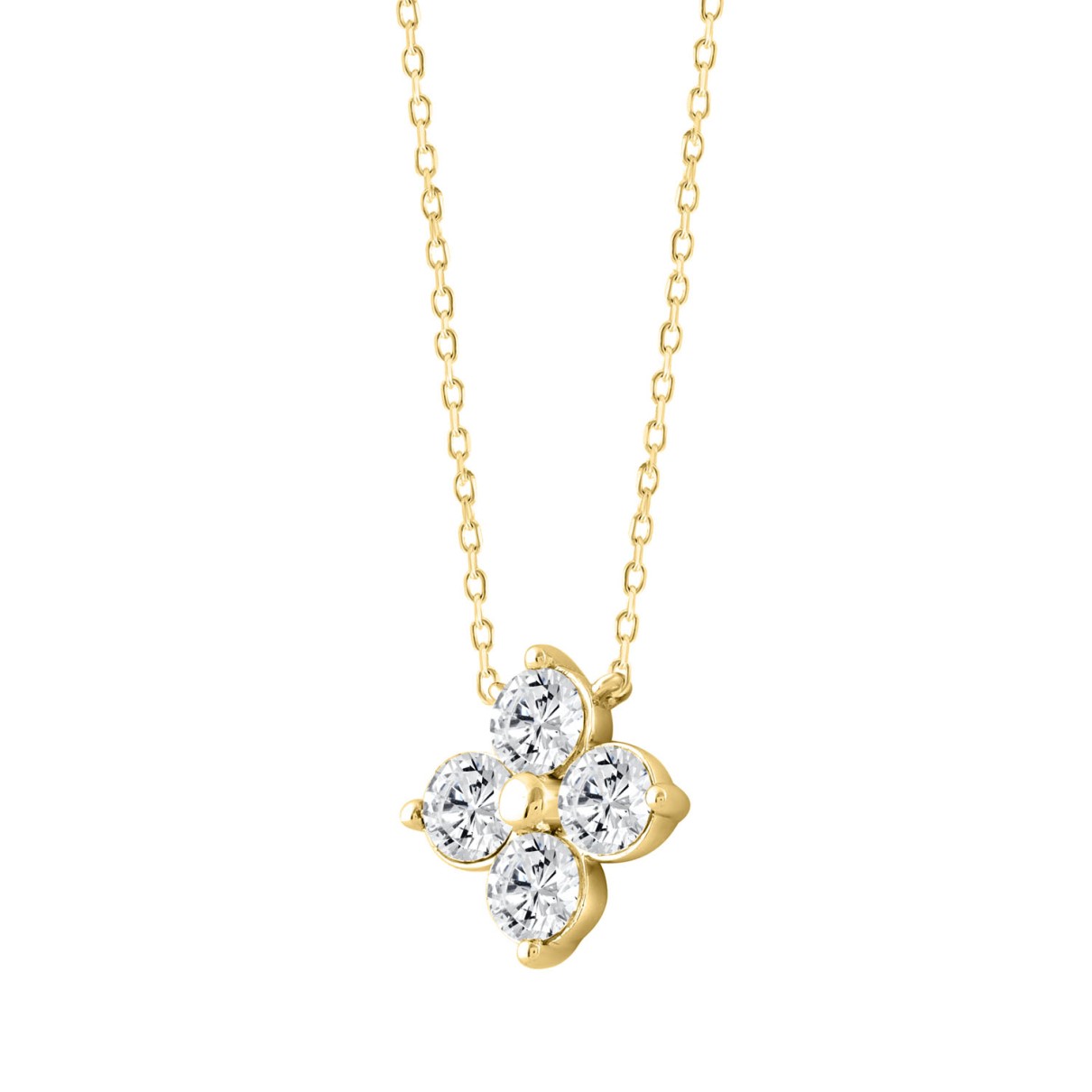 LADIES NECKLACE 1/2CT ROUND DIAMOND 18K YELLOW GOLD 