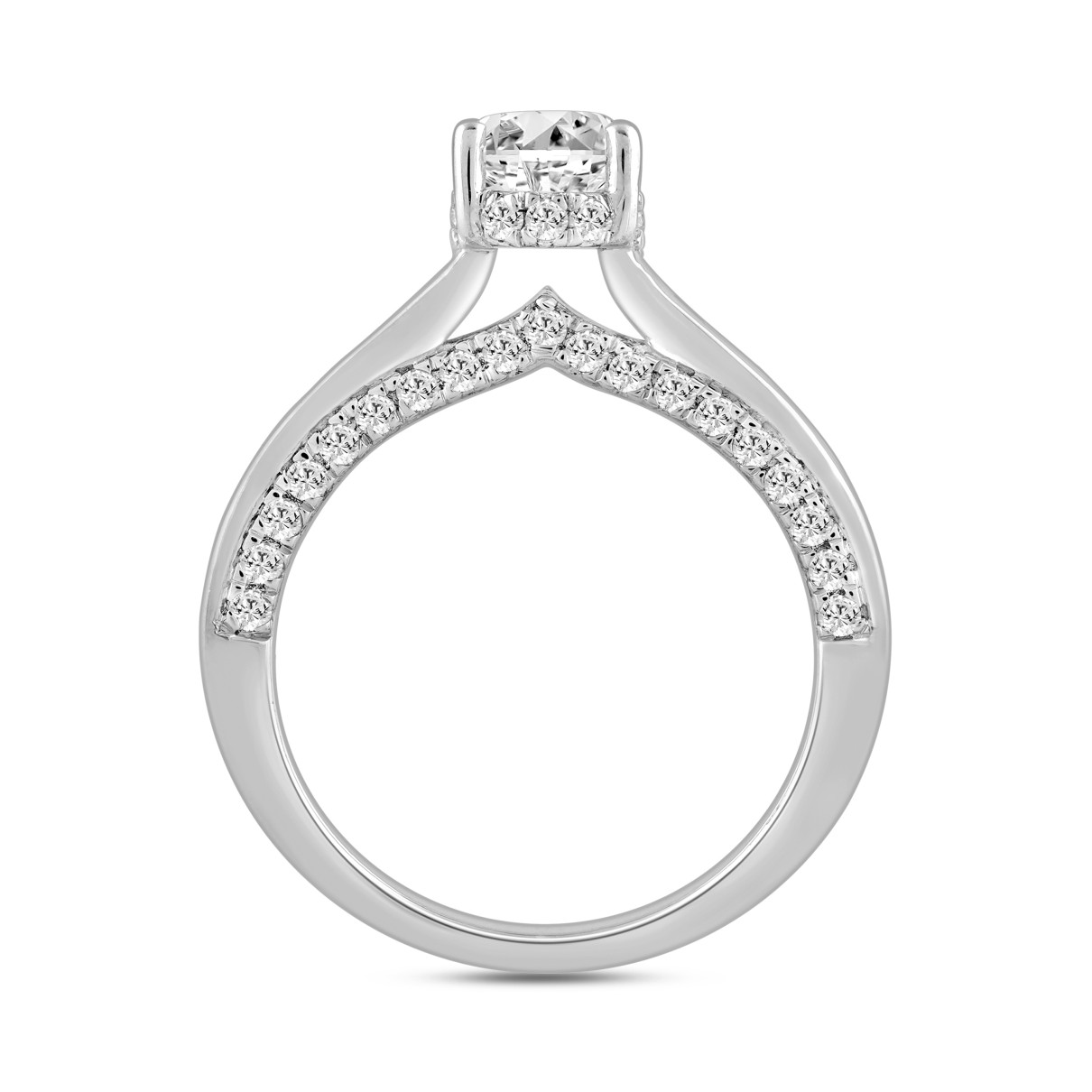 LADIES RING 2 7/8CT ROUND/BAGUETTE/PRINCESS/OVAL DIAMOND 14K WHITE GOLD (CENTER STONE OVAL DIAMOND 1 1/2CT)