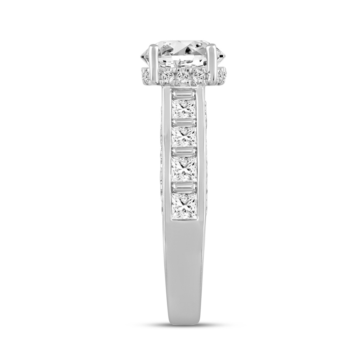 LADIES RING 2 7/8CT ROUND/BAGUETTE/PRINCESS/OVAL DIAMOND 14K WHITE GOLD (CENTER STONE OVAL DIAMOND 1 1/2CT)