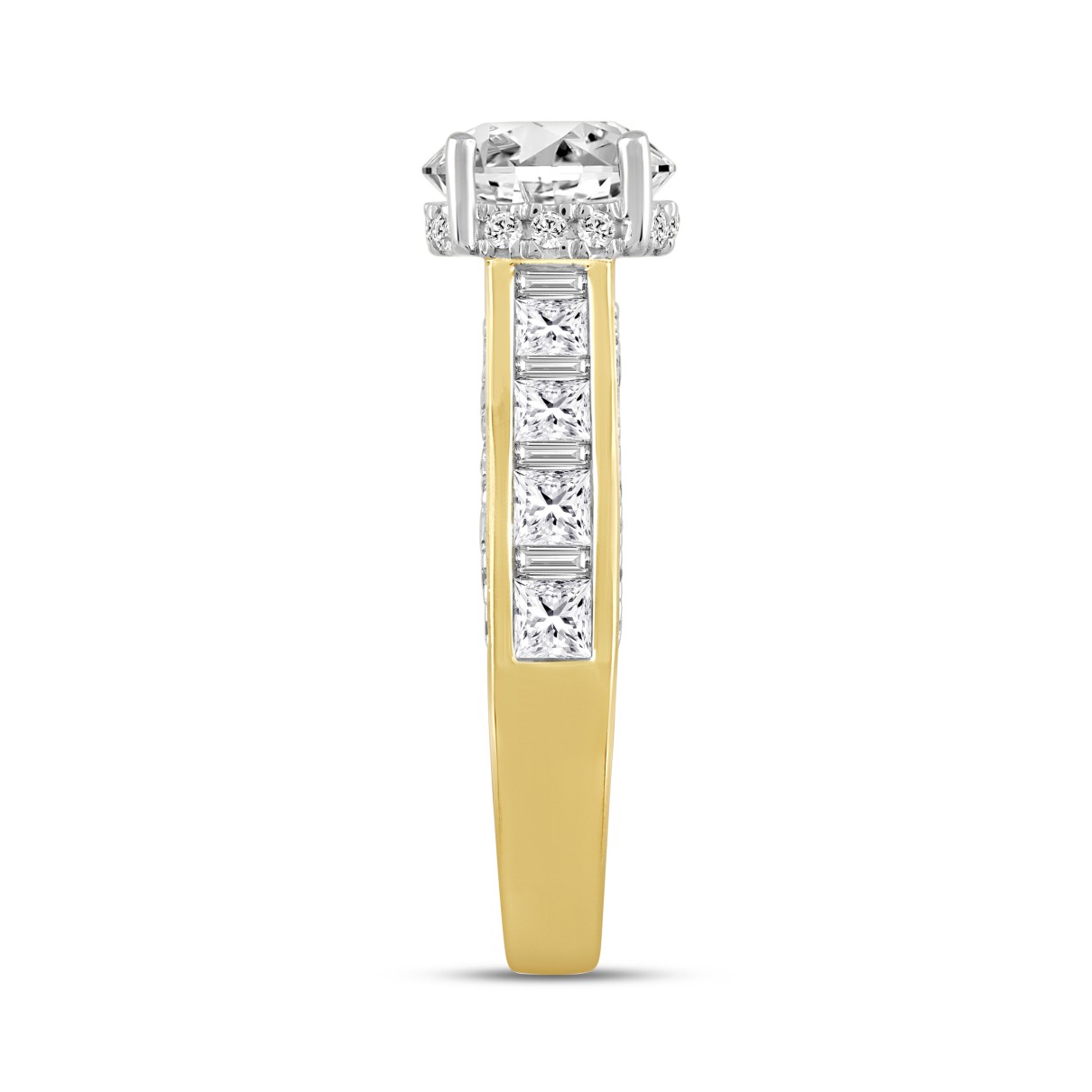 LADIES RING 2 7/8CT ROUND/BAGUETTE/PRINCESS/OVAL DIAMOND 14K YELLOW GOLD (CENTER STONE OVAL DIAMOND 1 1/2CT)