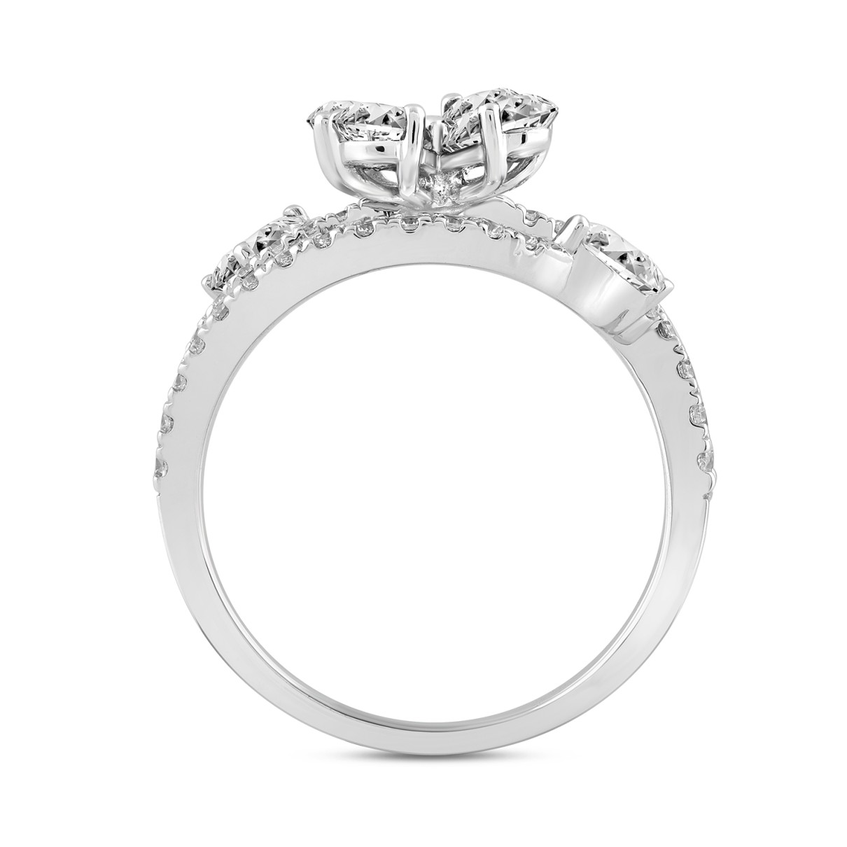 LADIES RING 1 1/2CT ROUND/PEAR DIAMOND 14K WHITE GOLD 