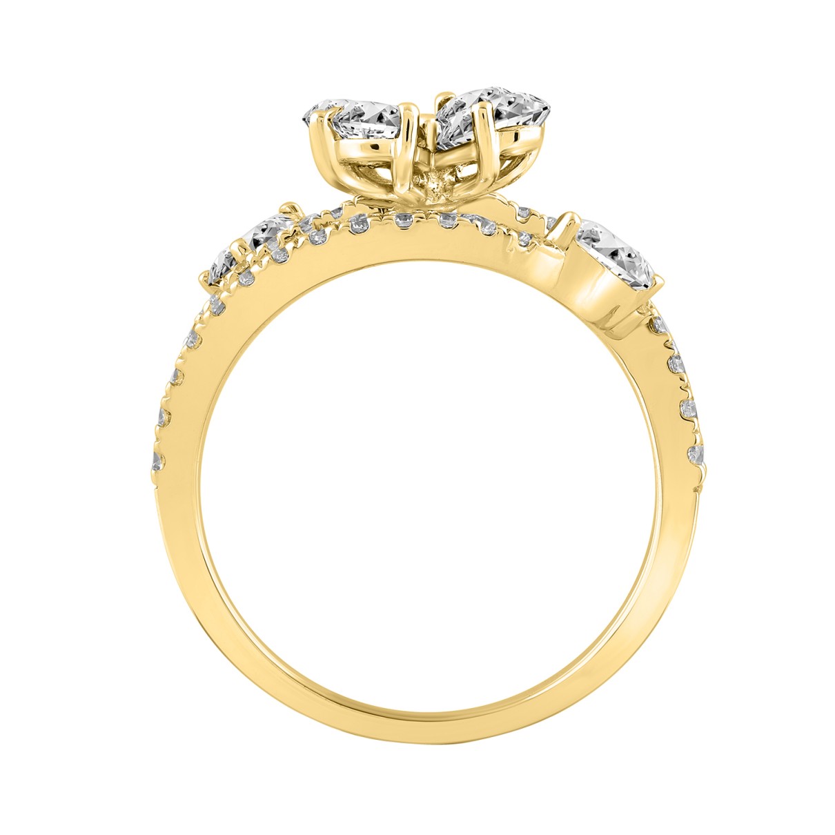 LADIES RING 1 1/2CT ROUND/PEAR DIAMOND 14K YELLOW GOLD 